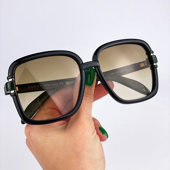Gucci GG1066S 003 Sunglasses Black Green Brown Gradient Butterfly Women main image 5